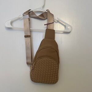 Tan Woven Crossbody Bag
